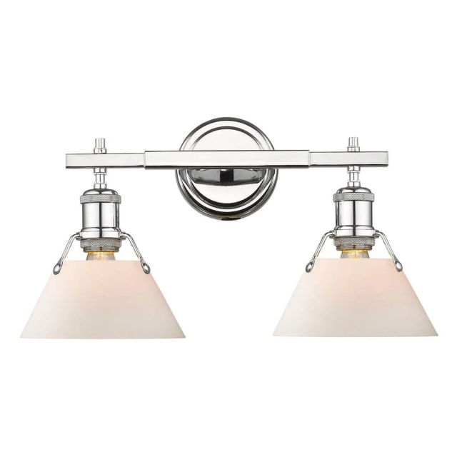 Golden Lighting Orwell CH 2 Light 18 Inch Bath Vanity in Chrome with Opal Glass Shade 3306-BA2 CH-OP